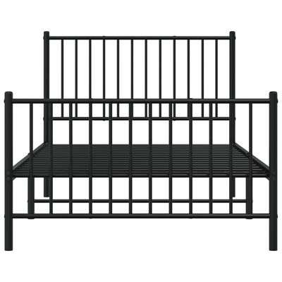 vidaXL Metal Bed Frame with Headboard and Footboard Black 39.4"x74.8" Twin