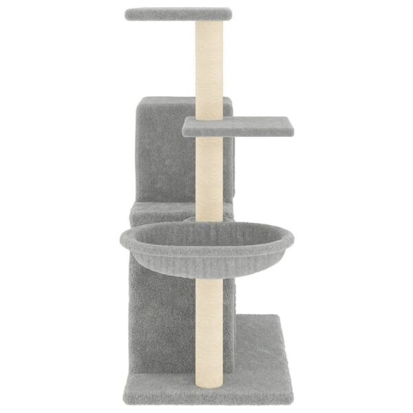 vidaXL Cat Tree Light gray Engineered wood, Plush, Sisal Large Durable