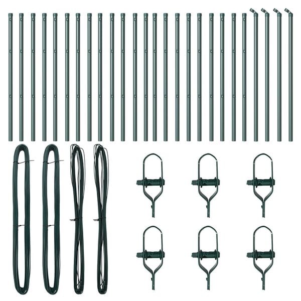 vidaXL Fence Post Other 26 pcs Grey 1.26 x 1.26 x 19.69 in Steel