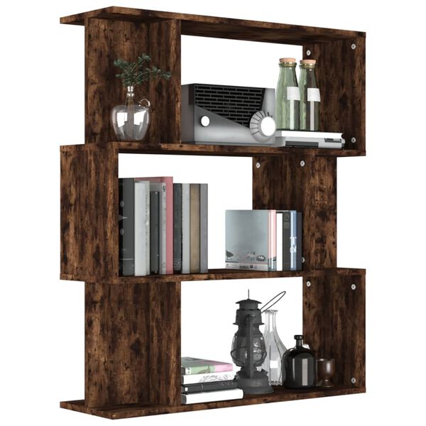 vidaXL Book Cabinet Smoked Oak Engineered Wood 31.5x9.4x37.8 in