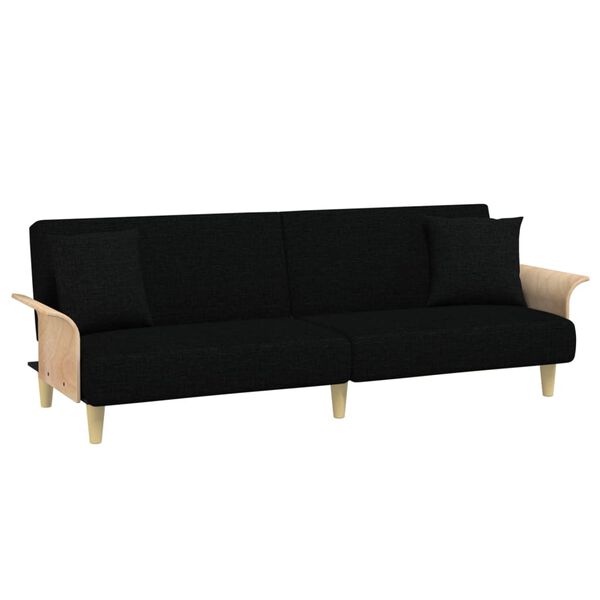 vidaXL Sofa Bed Black 100% polyester, plywood, foam Large
