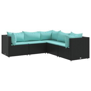 vidaXL Patio Lounge Set Black, Water Blue