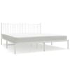 vidaXL Bed Frame White Powder-coated steel King Bed Frame Rectangular
