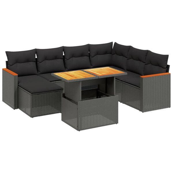 vidaXL Garden Sofa Set Black