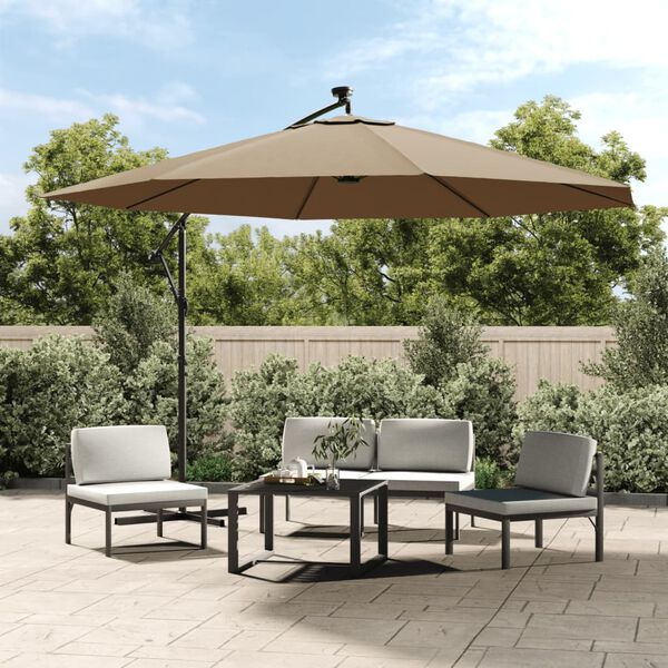 vidaXL Cantilever Garden Parasol Taupe Polyester Large Tiltable