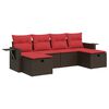 vidaXL 6 Piece Patio Sofa Set with Cushions Brown Poly Rattan