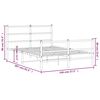 vidaXL Bed Frame White Powder-Coated Steel 55x78.7 in Bed Frame