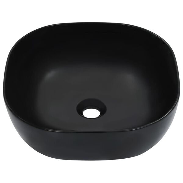 vidaXL Wash Basin 16.7x16.7x5.7" Ceramic Black