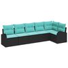 vidaXL Garden Sofa Set 6 pcs Black Poly Rattan