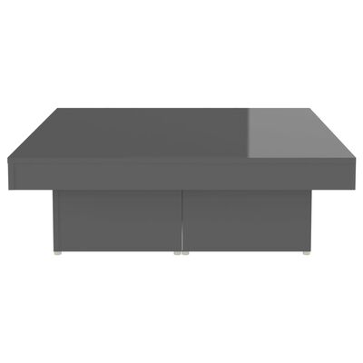 vidaXL Coffee Table High Gloss Gray 35.4"x35.4"x11" Chipboard
