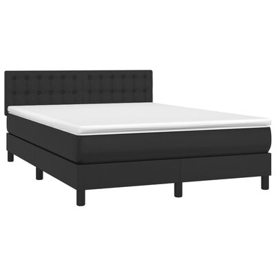 vidaXL Box Spring Bed with Mattress&LED Black Full Faux Leather