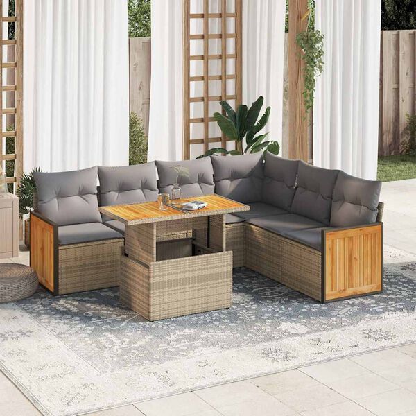vidaXL Garden Sofa Set Beige, Light Grey