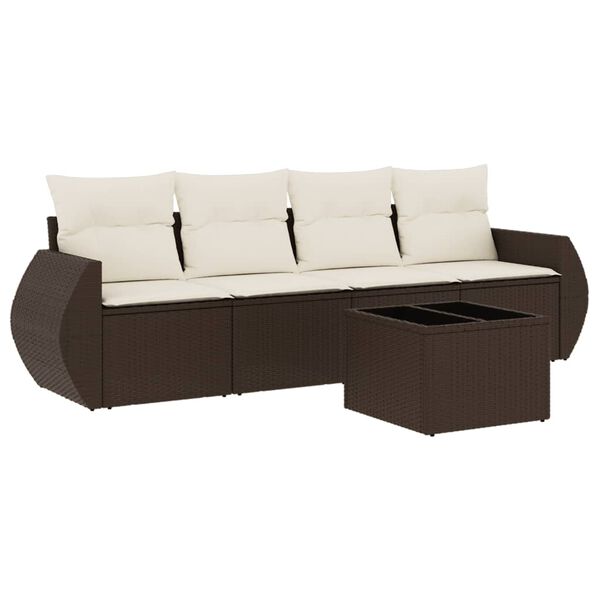 vidaXL Garden Sofa Set Brown PE rattan Large Modular Garden Sofa Set
