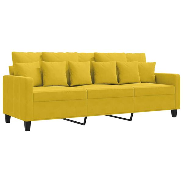 vidaXL 3-seater Sofa Yellow Velvet, metal, foam 3-seater Seats Many