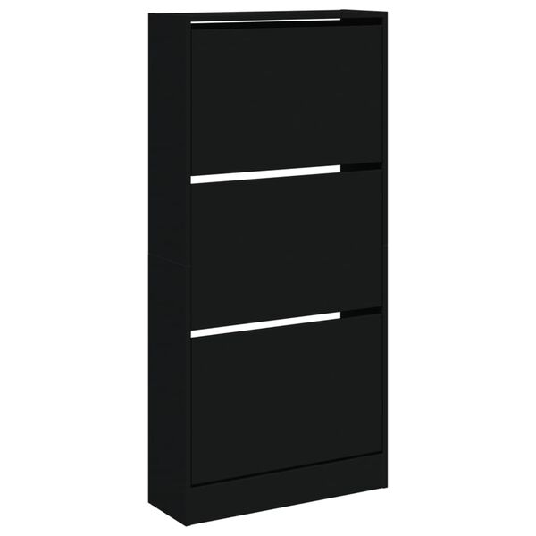 vidaXL Shoe Cabinet Black Engineered Wood Compact Shoe Cabinet