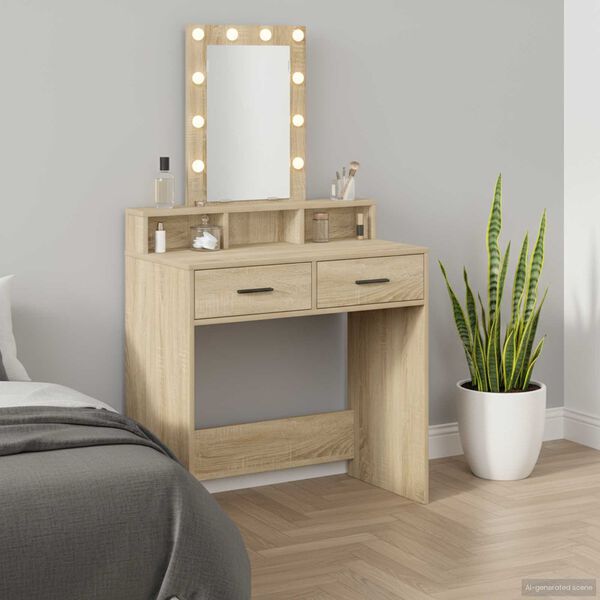 vidaXL Dressing Table Brown 31.10 x 16.14 x 55.12 in Engineered Wood