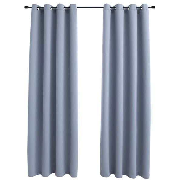vidaXL Blackout Curtains with Metal Rings 2 pcs Grey 55.1x96.5"