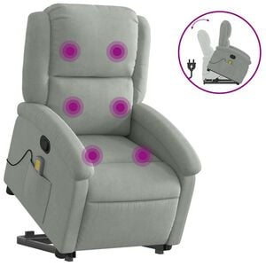 vidaXL Stand Up Massage Recliner Chair Light Gray