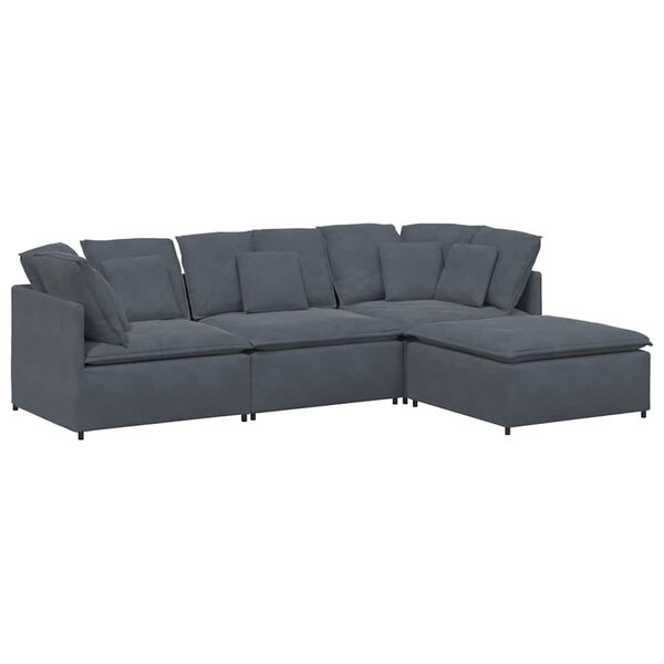 vidaXL Modular Sofa Dark Gray Velvet (100% Polyester), Foam, Metal, Wood