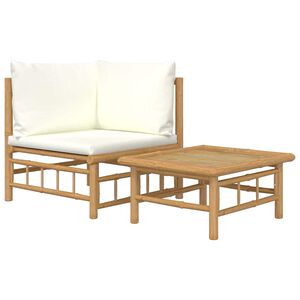 vidaXL Garden Lounge Set Bamboo, Cream White Bamboo, 100% polyester