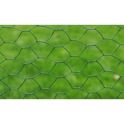 vidaXL Chicken Wire Fence Galvanized with PVC Coating 82'x1.6' Green