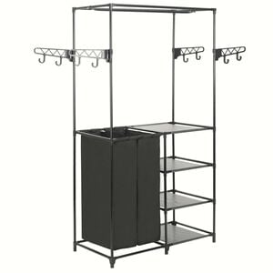 vidaXL Clothes Rack Black Powder-coated steel, Non-woven fabric
