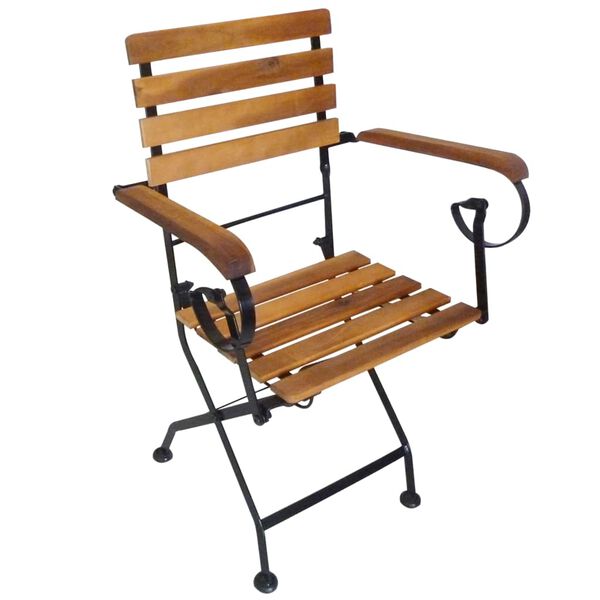 vidaXL Folding Chair Set of 4 Brown and Black