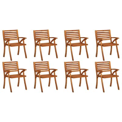 vidaXL Patio Chairs with Cushions 8 pcs Solid Acacia Wood