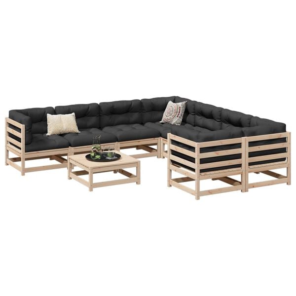 vidaXL 9 Piece Patio Sofa Set Solid Wood Pine