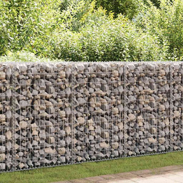 vidaXL Gabion Wall with Covers Galvanized Steel 118"x19.7"x39.4"
