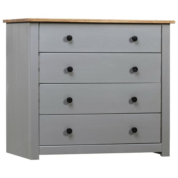 vidaXL Side Cabinet Gray and Wood Color Solid Pine Wood Medium