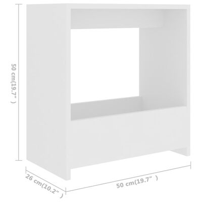 vidaXL Side Table White 19.7"x10.2"x19.7" Engineered Wood