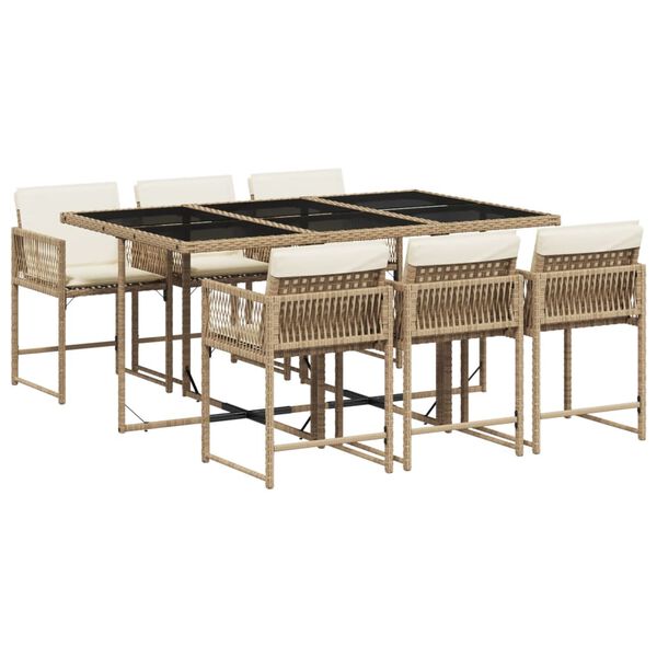vidaXL Garden Dining Set Beige, Black, Cream White