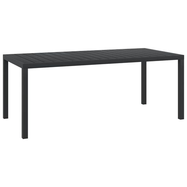 vidaXL Garden Dining Table Black Aluminum and WPC