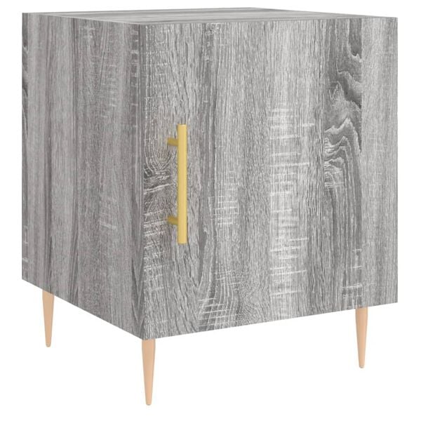 vidaXL Bedside Cabinet Grey Sonoma Engineered wood, Iron Medium Modern