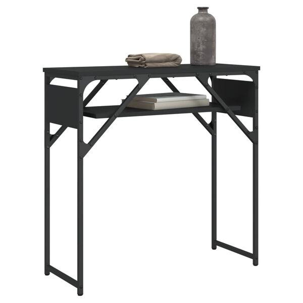 vidaXL Console Table Black Engineered wood, metal 29.5x11.8x29.5 in