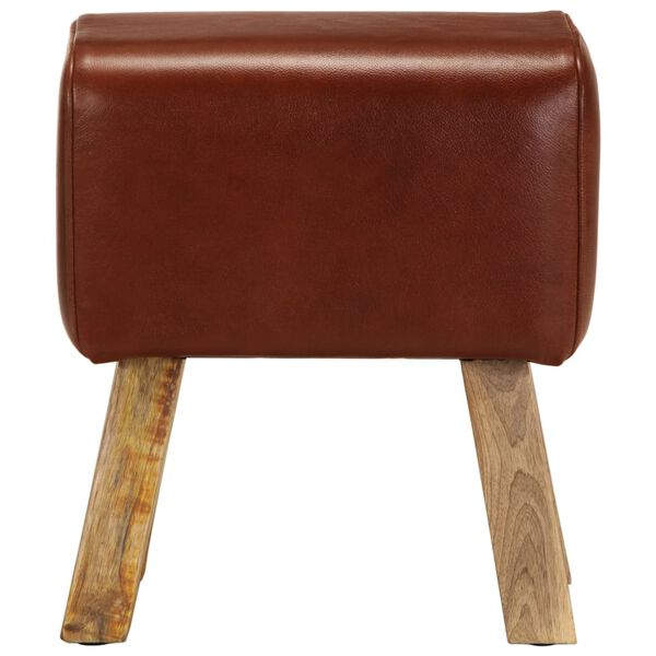vidaXL Bok Bench Brown and natural Genuine leather, solid mango wood Small