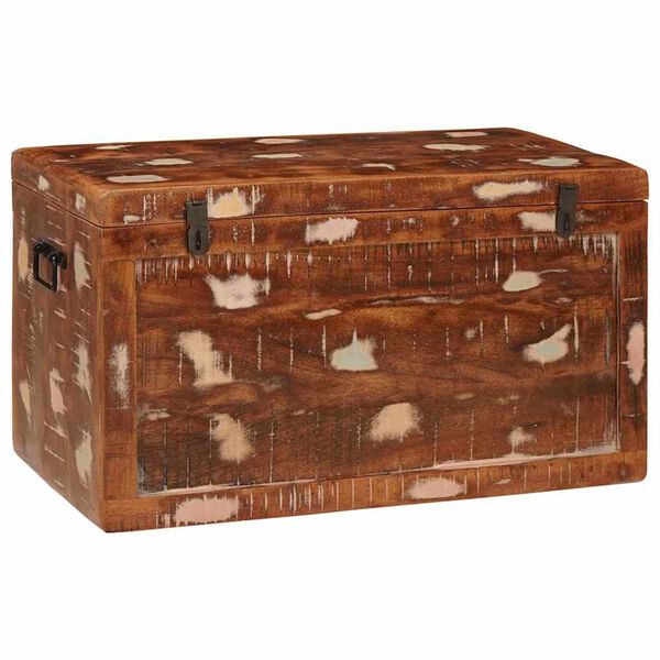 vidaXL Storage Box with Storage with Lock Brown Solid Mango Wood