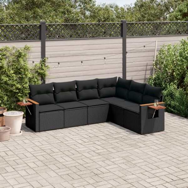 vidaXL Garden Sofa Set Black PE rattan Large Foldable Garden Sofa Set