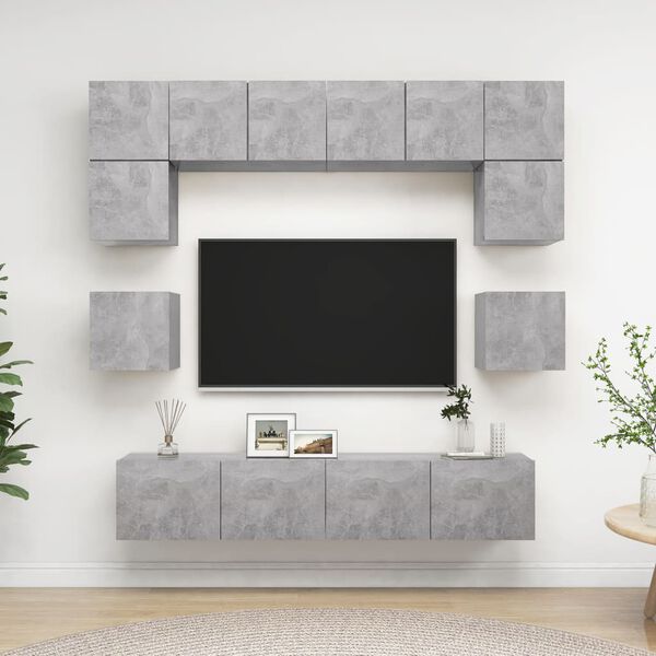 vidaXL TV Cabinet Set Concrete Grey Engineered Wood Standard