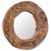vidaXL Decorative Mirror Brown Teak, Glass 23.6 in Diameter