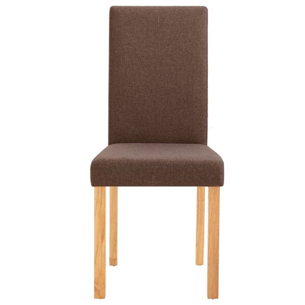 vidaXL Dining Chair Set of 4 Brown Fabric and Solid Rubber Wood Medium