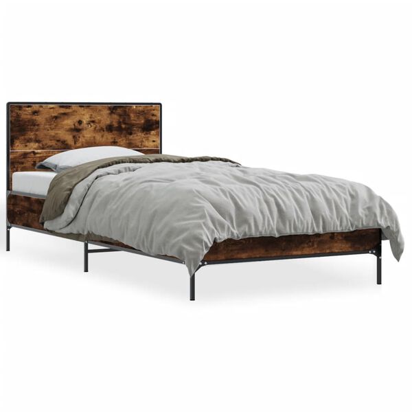 vidaXL Bed Frame without Mattress Smoked Oak 75 x 74.8 "