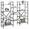 vidaXL Bookshelf Grey Sonoma Engineered Wood, Powder-Coated Steel Tall