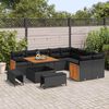 vidaXL Garden Sofa Set with Cushion 13 pcs Black Poly Rattan