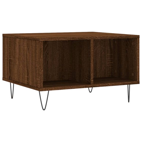 vidaXL Coffee Table Brown Oak Engineered Wood, Metal Compact