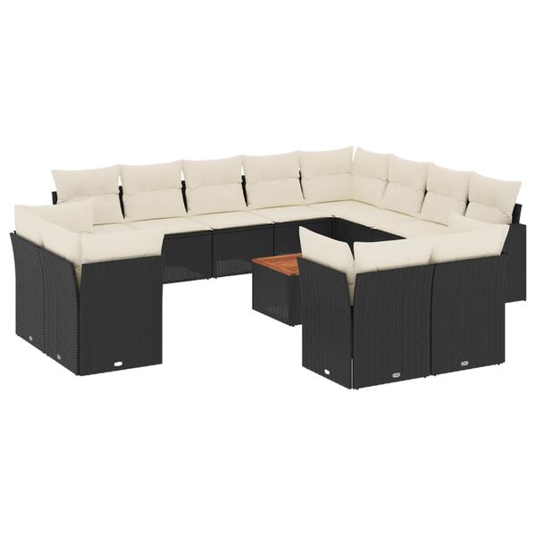 vidaXL Garden Sofa Set Black, Cream White