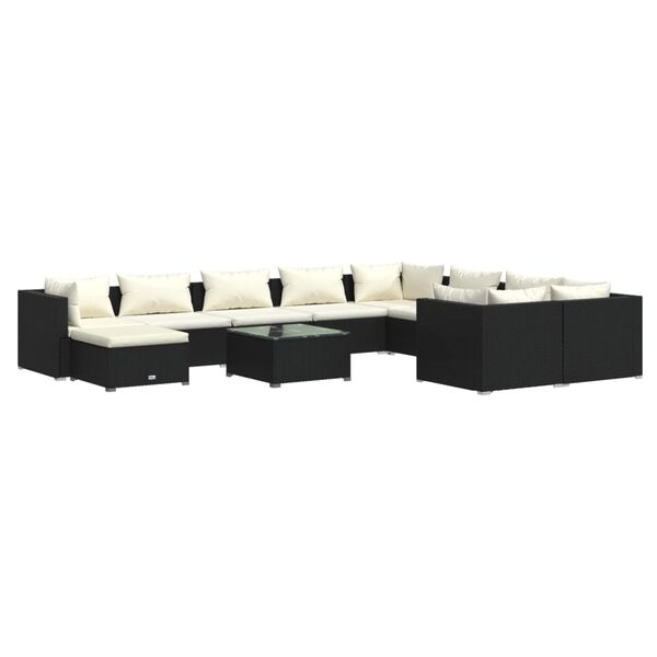 vidaXL Garden Lounge Set Black PE rattan Large Modular
