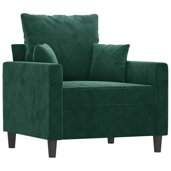 vidaXL Sofa Chair Dark Green Velvet (100% polyester), metal, foam Single