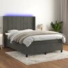 vidaXL Box Spring Bed with Mattress&LED Dark Gray 53.9"x74.8" Full Velvet